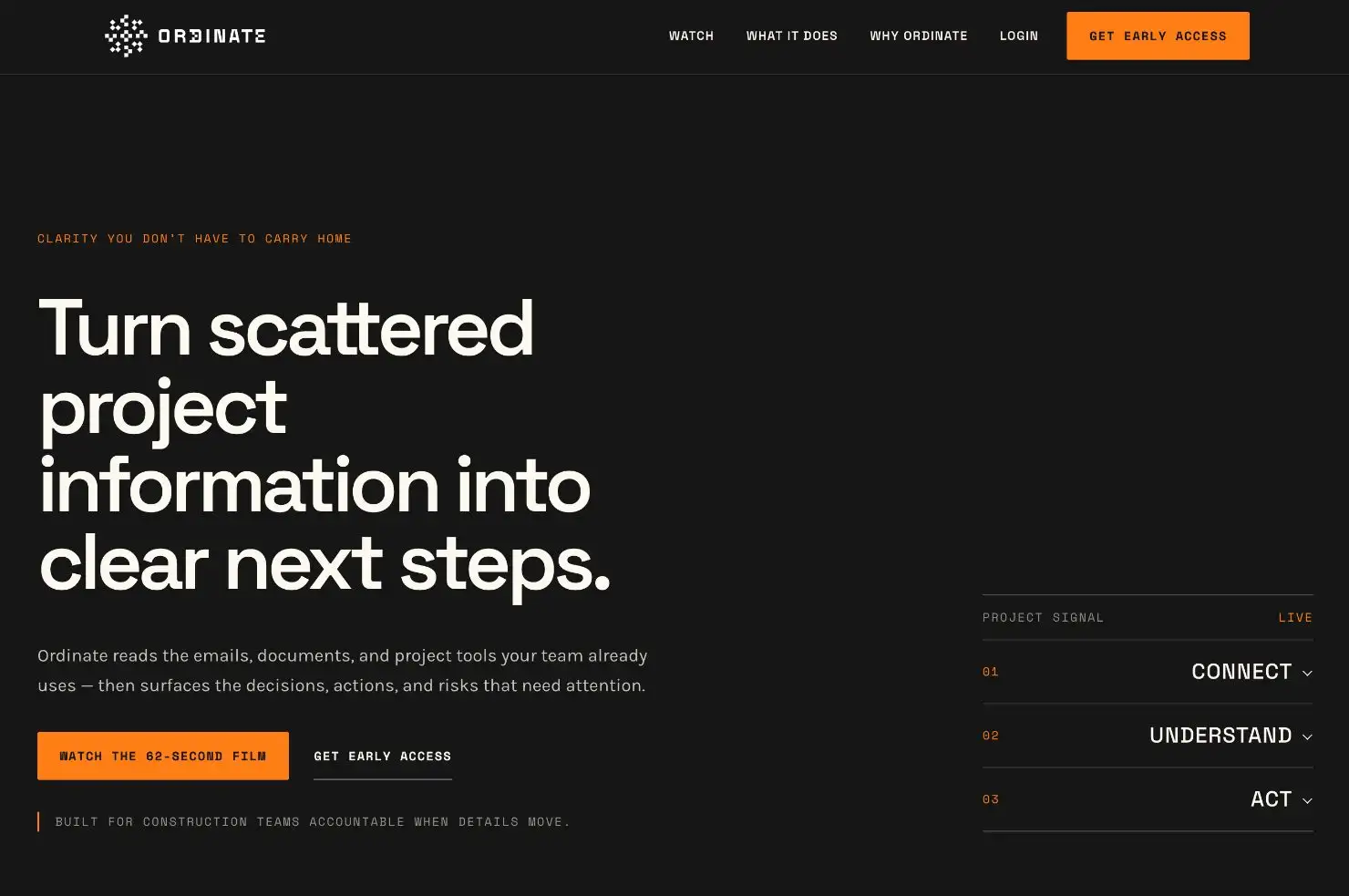 Ordinate project intelligence
